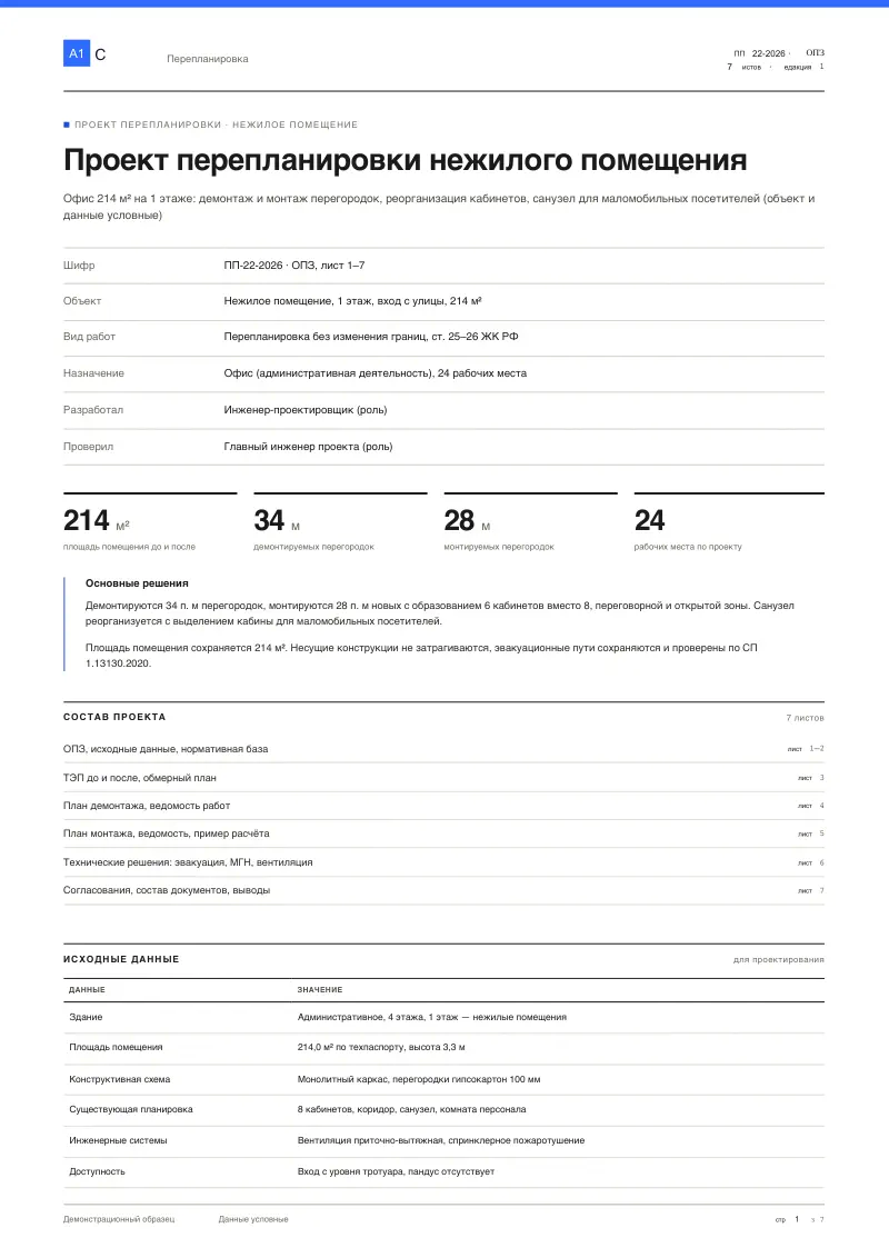 Перепланировка нежилого помещения: проект
