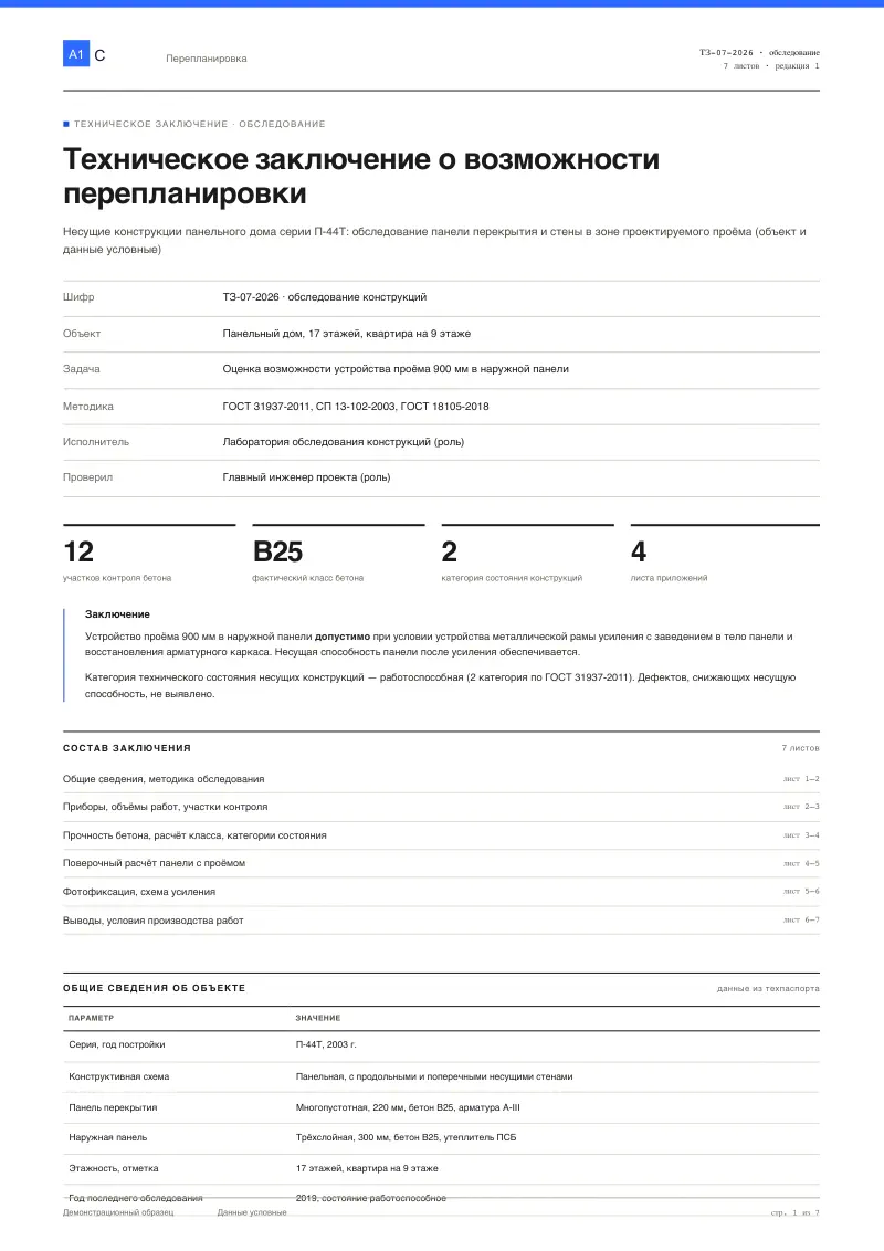 Техзаключение: можно ли выполнять перепланировку