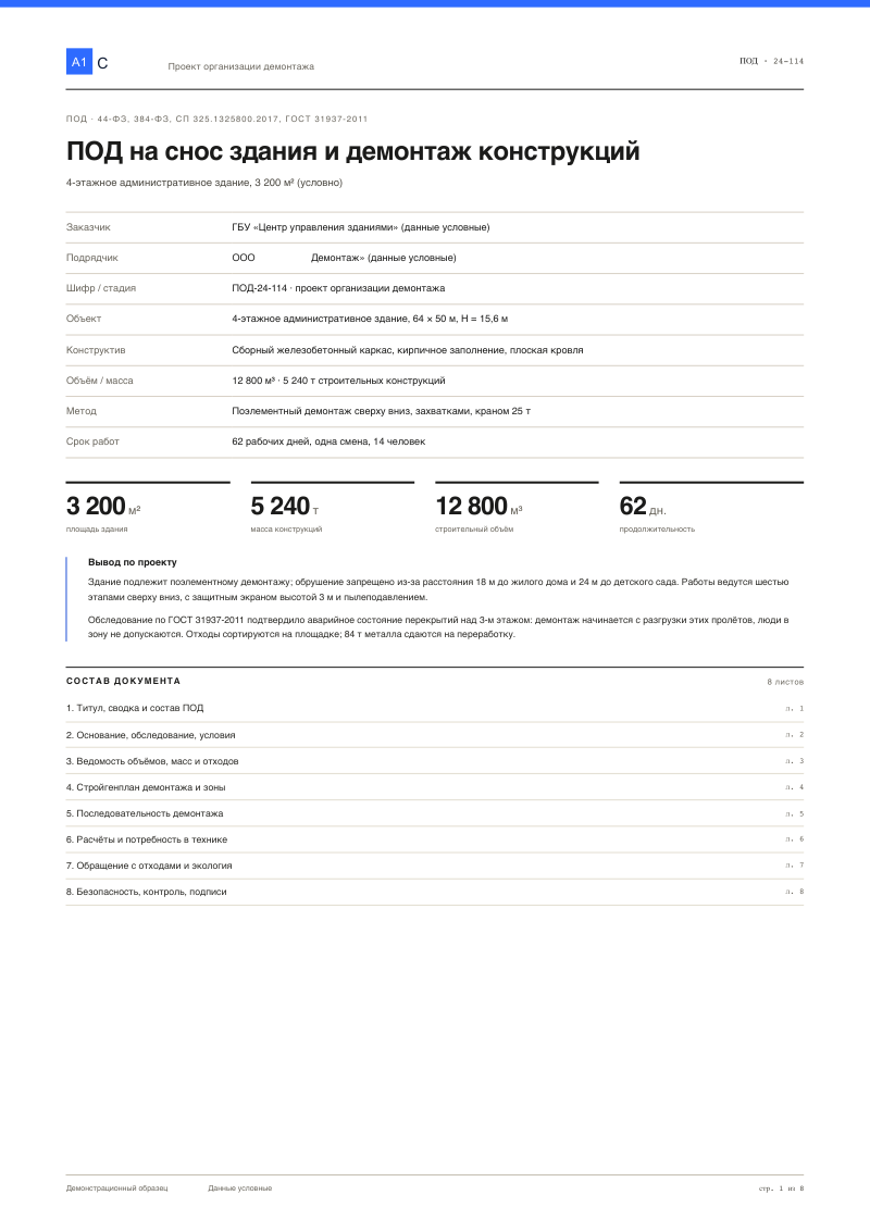 ПОД: снос здания и разборка конструкций