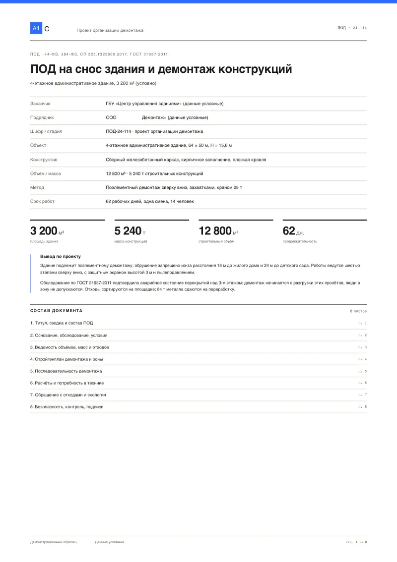 ПОД: снос здания и разборка конструкций